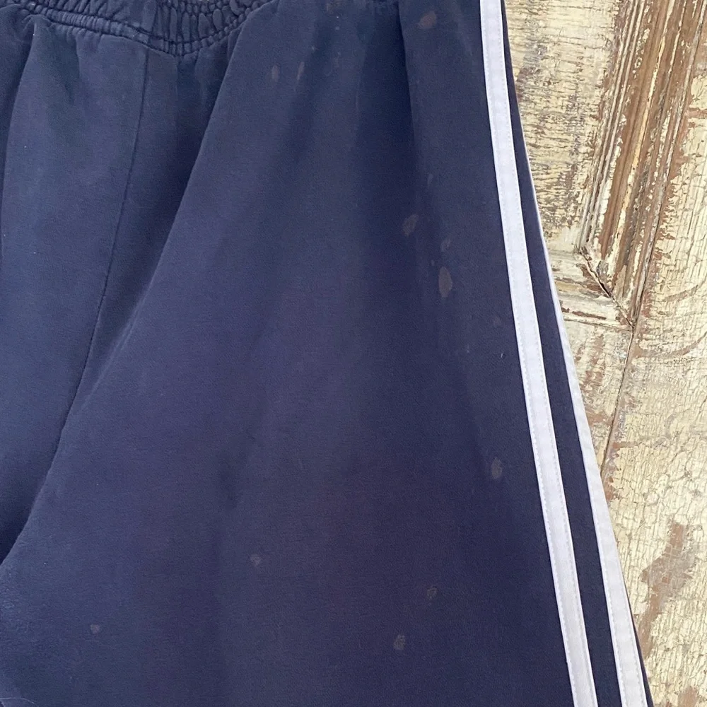 Adidas Men's Navy Joggers with White Stripes